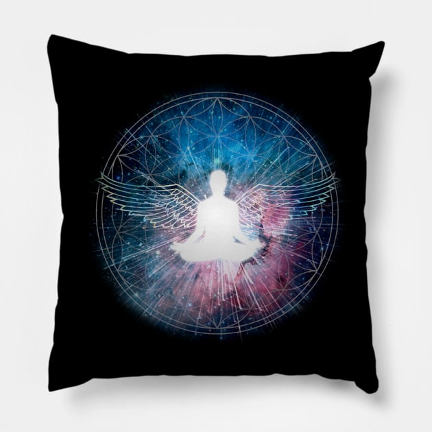 Angel Wings Lightbody Ascension Meditation Pillow by Bluepress