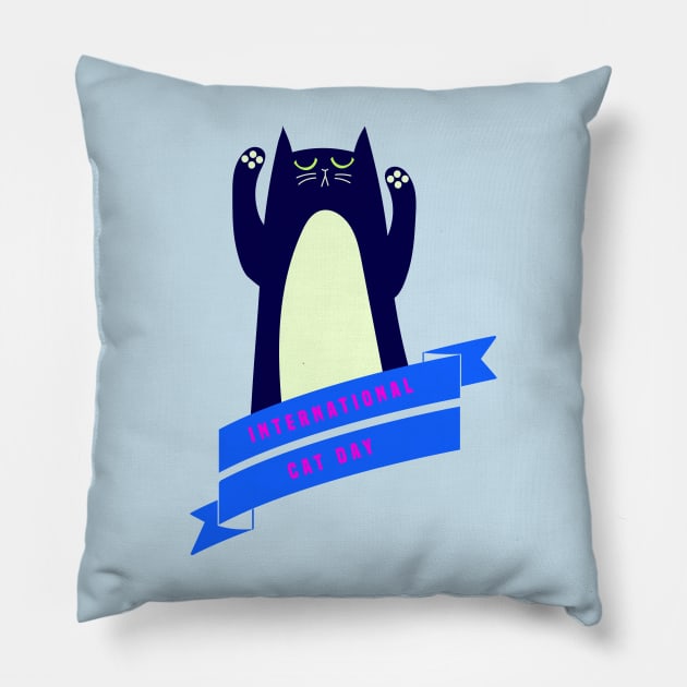 International Cat Day Cat cat club Pillow by CatCatClub