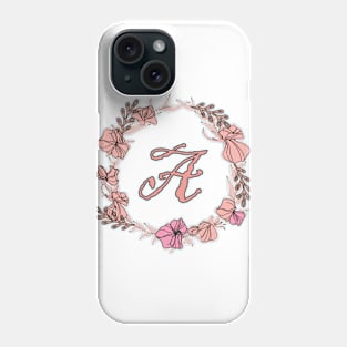 Letter A Rose Pink Initial Monogram - Letter a Phone Case