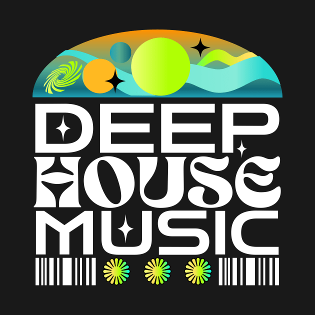 DEEP HOUSE  - Orbs And Stars (lime/blue/orange) by DISCOTHREADZ 