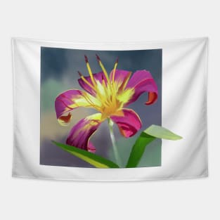 Purple Yellow Lily Tapestry