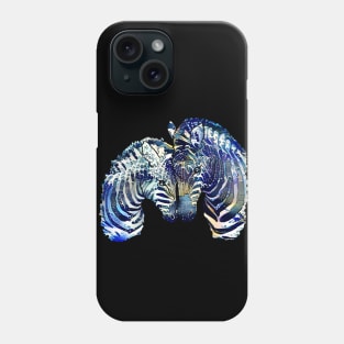 Blue watercolor zebras in love, paint blue color, big wave color and style Phone Case