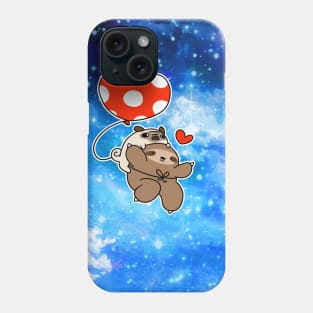 Heart Balloon Sloth and Pug - Night Sky Phone Case