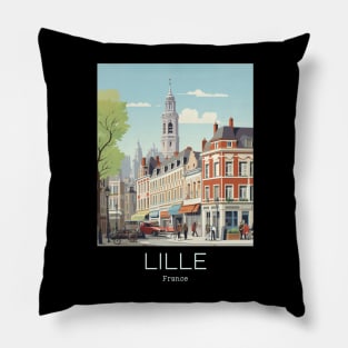 A Vintage Travel Illustration of Lille - France Pillow