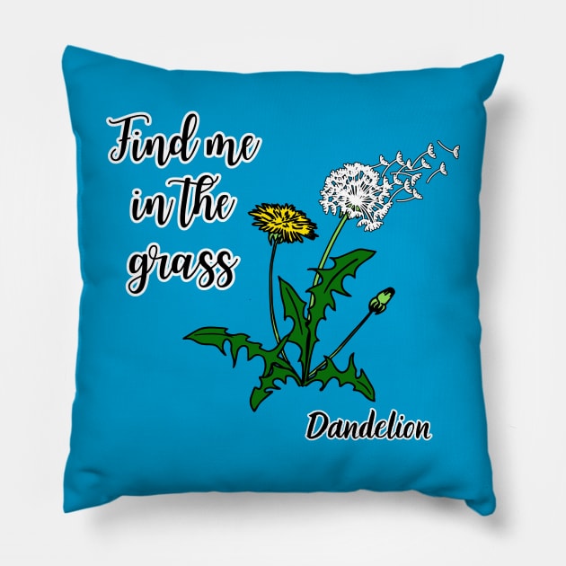 Find me in the grass Dandelion Pillow by Kamila's Ideas