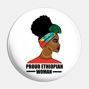 Proud Ethiopian Woman, Ethiopia Flag, Afro African Pin