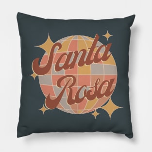 Santa Rosa City California disco ball Retro Vintage Design Pillow