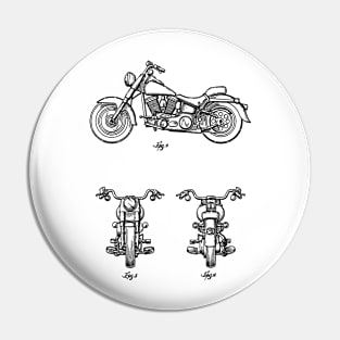 Motorcycle Vintage Patent Hand Drawing Pin