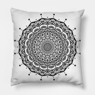 Black ink mandala With spheres Pillow