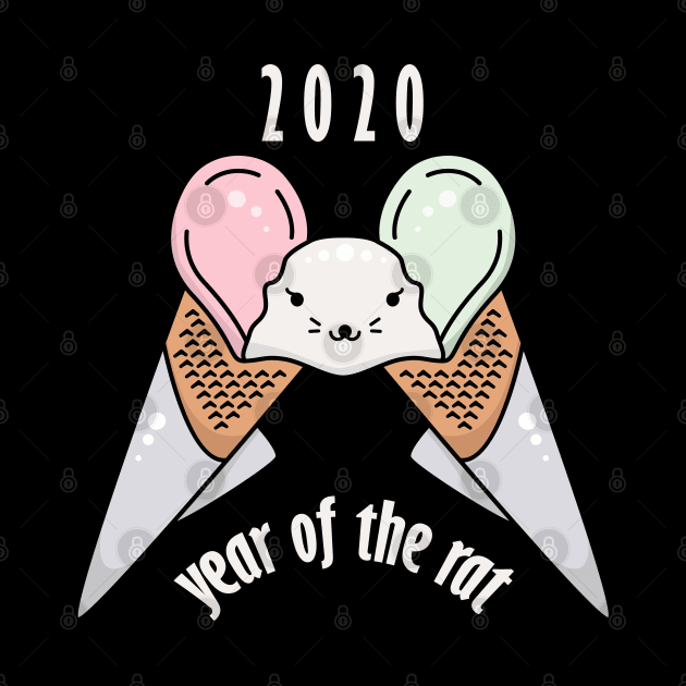 2020 Year Of The Rat Funny Mouse Ice Cream Cone by okpinsArtDesign