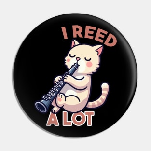 I Reed A Lot Funny Clarinet Cat Pin