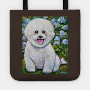 Bichon Frise in the Garden Painting by Robert Phelps Tote