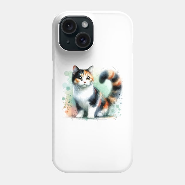 Japanese Bobtail - Watercolor Cat Phone Case by Edd Paint Something