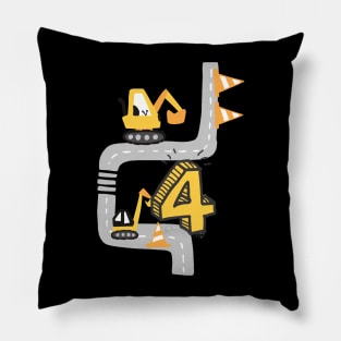 4th birthday four year old excavator birthday gift Pillow