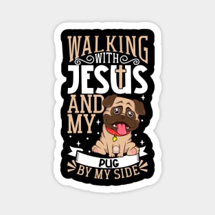 Jesus and dog - Pug Magnet