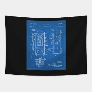 Phone Patent - Telephone Hallway Home Decor Art - Blueprint Tapestry