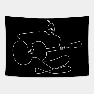 Guitarist | One Line Drawing | One Line Art | Minimal | Minimalist Tapestry