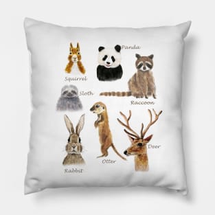 cute animals collection  painting Pillow