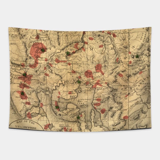 Yellowstone Vintage Map retro Tapestry by SpaceWiz95