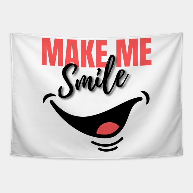 Red And Black Simple Make Me Smile Tapestry by ACH PAINT