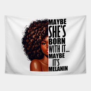 Melanin Queen Afrocentric Black Pride Afro Slogan Tapestry