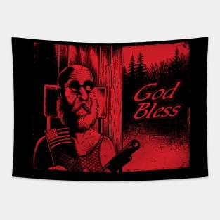 God Bless! Hillbilly with a gun Tapestry