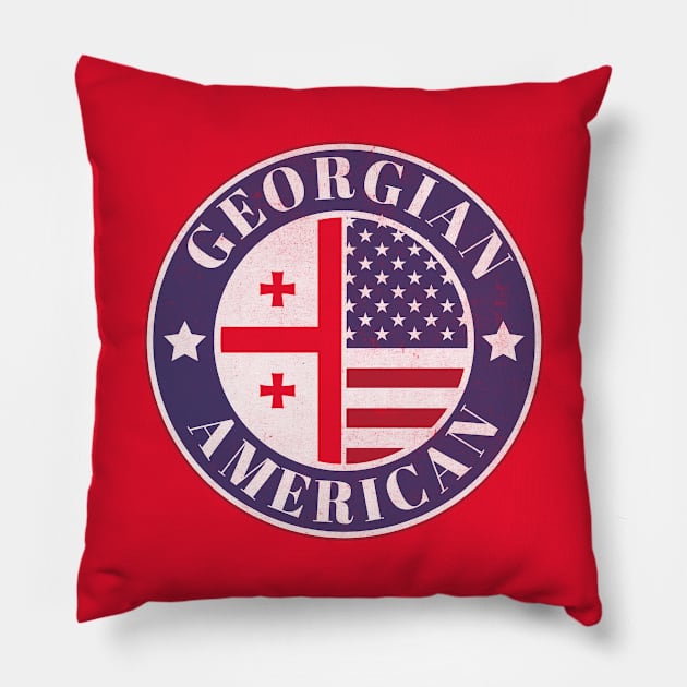 Proud Georgian-American Badge - Georgia Flag Pillow by Yesteeyear