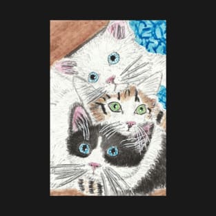 Cute  cuddle Happy cat stack art painting T-Shirt