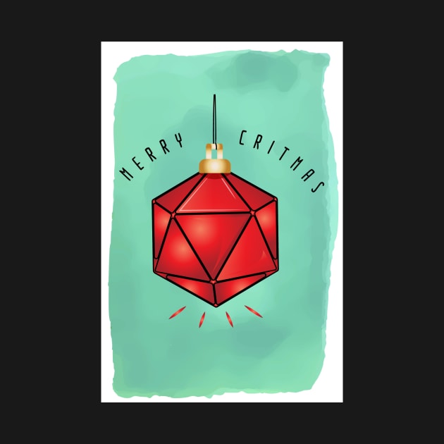 Dungeons & Dragons -Merry Critmas - D20 Christmas Ornament - DnD Dice set by MeepleDesign