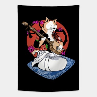 Shamisen Cat Tapestry