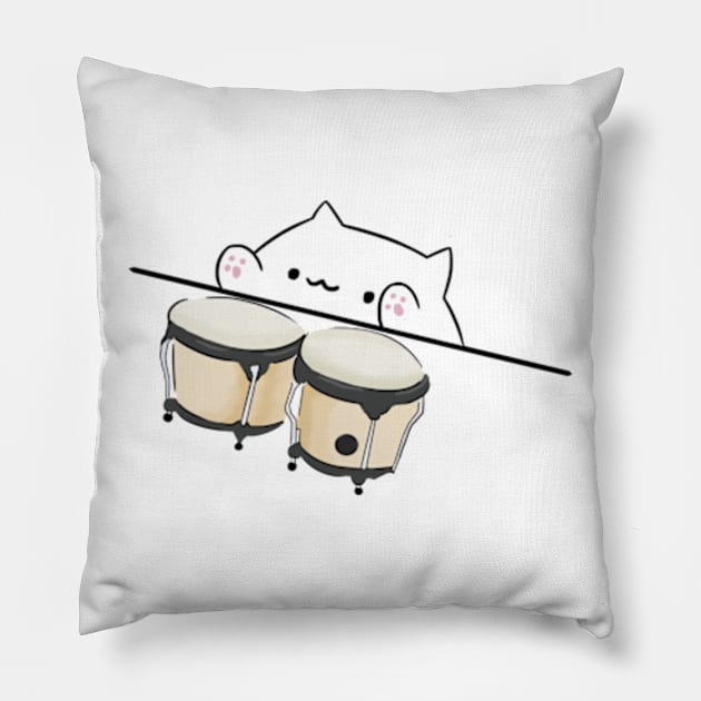 Bongo Cat Meme Pillow by Barnyardy