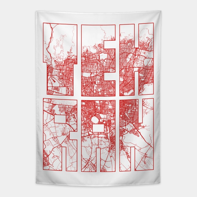 Tehran, Iran City Map Typography - Oriental Tapestry by deMAP Studio