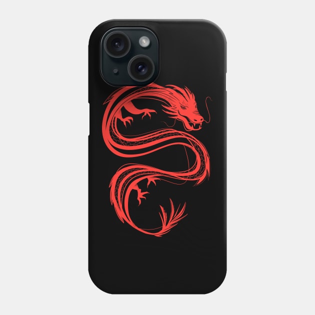 traditional chinese dragon in red/coral Phone Case by acatalepsys 