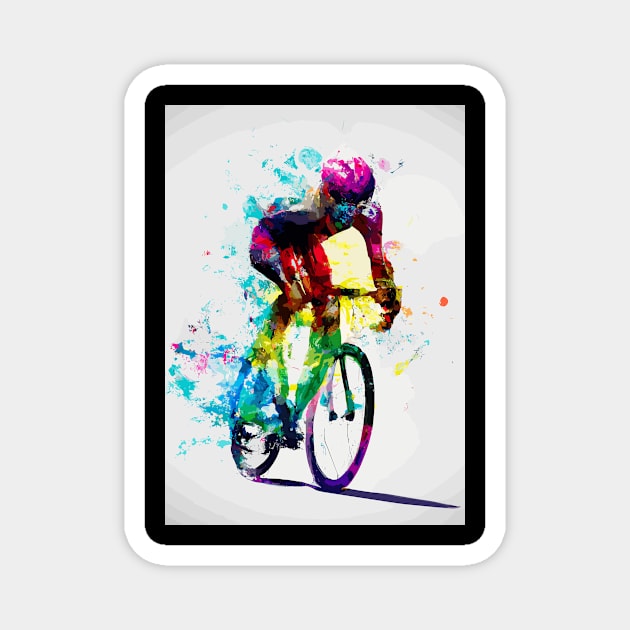 Racing Bike Cyclist Rainbow Magnet by maxcode