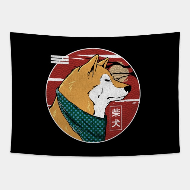 shiba inu kawaii Japanese dog Tapestry by A Comic Wizard