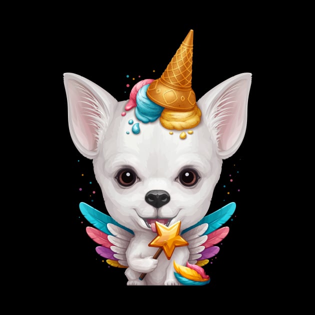 White Smooth Coat Chihuahua Ice Cream Unicorn by stonemask