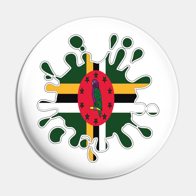 Dominica National Flag Paint Splash Pin by IslandConcepts