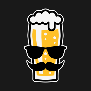 Beer Glass With Sunglasses & Moustache (Funny / 3C) T-Shirt