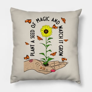 Sunflower Butterflies Witchy Magic Pillow