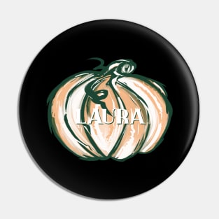 Halloween LAURA Watercolor Pumpkin Jack O Lantern Handpainted Pin