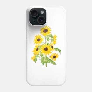 yellow sunflower watercolor painting 2021 Phone Case