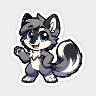 Cute Chibi Wolf Anthro Furry Art Magnet