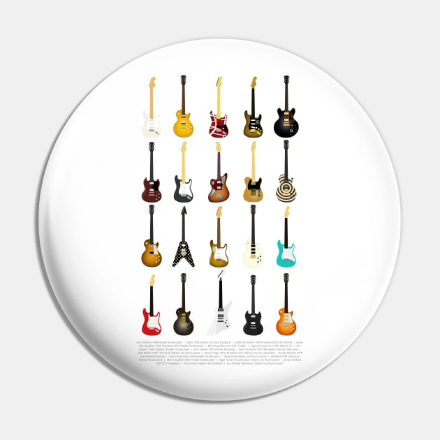 Guitar Collection (with Key) Pin by d13design