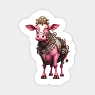 Pink Steampunk Cow 2 Magnet