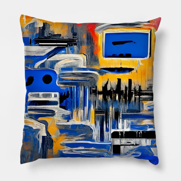 Retro Computer - Abstract Art Pillow by ludacool