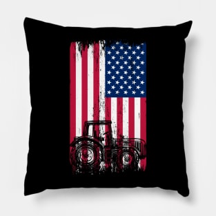 American Flag Tractor USA Pillow