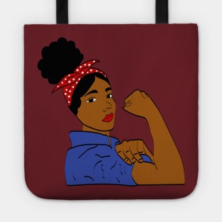 Black Woman Rosie The Riveter Afro Puff Tote