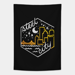 Steel City Monoline Skyline Hex Tapestry