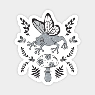 Froggy Fairy and Flower Mushroom Magnet