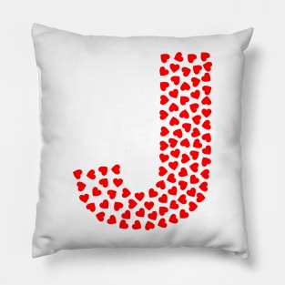 Letter J Heart Shape Initial Pillow